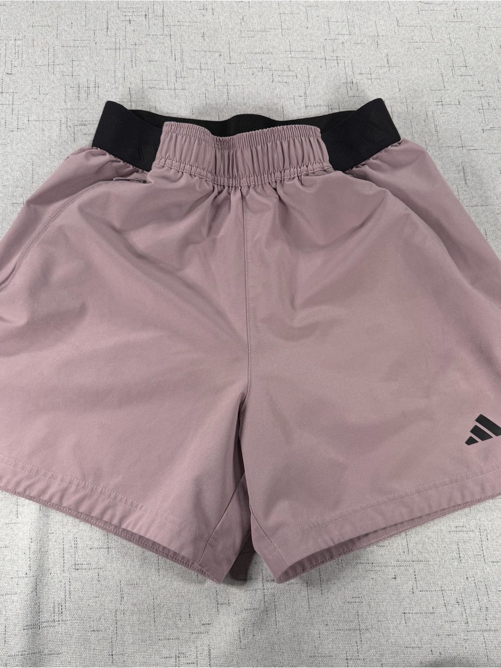 adidas Mauve Athletic Shorts with Black Elastic Waistband